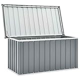 Festnight Gartenbox Wasserdicht Groß Metall Auflagenbox Garten Aufbewahrungsbox Draußen Kissenbox Gerätebox Gartentruhe Terrasse Balkon Outdoor Indoor, Grau 129x67x65