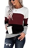 FANGJIN Pullover Damen Damen Pullover Tshirt Damen Oberteile Damen Damen Oberteile Damen Shirt Pullover & Strickjacken für Damen Weinrot S （34 36）