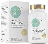 Hyaluronsäure Kapseln hochdosiert mit 500 mg pro Kapsel - 90 vegane Hyaluron Kapseln im 3 Monatsvorrat - 500-700 kDa I Angereichert mit Zink, Vitamin C, B12 & Bioflavonoiden für H