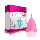 Naicasy Menstruationstassen aus Silikon, praktisch, wiederverwendbar, Menstruationstasse mit kostenlosem Beutel, günstige weibliche Alternative zum Schutz für Stoffbinden, Rosa, 1 Stück