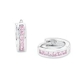 Prinzessin Lillifee Creolen 925 Sterling Silber Mädchen Kinder Ohrschmuck, mit Zirkonia synth., 1,2 cm, Rosa, Kommt in Schmuck Geschenk Box, 2016524