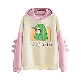 Pianshanzi Damen Kapuzenpullover Herbst Winter Warm Süßer Dinosaurier Pulli Outwear Langarm Sweatshirt Mädchen Japanischen Karikatur Pullover Bluse Tops für Party Reisen Täg