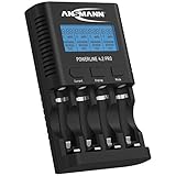 ANSMANN Batterieladegerät für 4x AA/AAA NiMH Akkus - Ladegerät mit 5 Ladeprogrammen: Laden, Entladen, Testen, Refresh, Schnellladen + USB-Lader - Powerline 4.2 Pro Akku-Ladeg