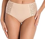 Damen Höschen Hohe Taille Slip Floral Lace Panties Eco Exclusive Teyli, beige, 38