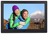 Cytem 10.1 Zoll Digitaler Bilderrahmen | 16:10 HD-IPS Display | Bewegungssensor | Transparente Kalender-Uhr | korrekte Bilddrehung und Größenanpassung | Gemischte Diaschau | min.10.000 Fotos | Schw