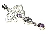 Anhänger Silber, Jugendstil,mit echten Amethyst Steinen, aus 925 Sterlingsilber filigran gearbeitet, Geschenk Schmuck für F