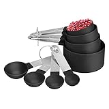 Messbecher, 8-teiliges messbecher und Löffel set, Küche Backen Messgerät Messlöffel Kochzubehör für Trockene und Flüssige Zutaten (Schwarz)