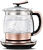 YYDMBH Elektrischer Wasserkocher 2L-Glas-Wasserkocher,schnurlose Teekanne,Thermostat-Öko-Wasserkocher mit einstellbarem Temperaturkocher mit Sieb,Autoabschaltung und zum Kochen-Trockenschutz,1200W