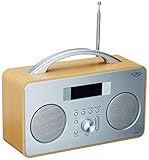 Xoro DAB 240 DAB/DAB+/FM tragbares Radio (Weckfunktion, 2.8 Zoll Negatives LCD Display mit Icon Anzeige, Metall-Teleskopantenne, MDF Holzrahmen) Hellb