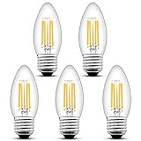 Bonlux 4 W E27 dimmbare LED-Glühbirne, Vintage, C35, Edison-Schraube, Antik-Kerzenlampe, 400 lm, entspricht 35 – 40 W, Halogen-Leuchtmittel, Warmweiß, 2700 K (5er-Pack)