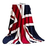FakeFace Weiche Kuscheldecke Flanell Wolldecke Tagesdecke Bettdecke Blankets mit Englische Flagge Aufdruck für Damen Herren Kinder Schlafzimmer Sofa Auto in alle Jahreszeit 200x150CM