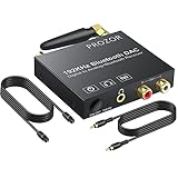 PROZOR 192kHz DAC Digital zu Analog Audio Konverter mit Bluetooth 5.0 Empfänger Digital Koaxial Toslink zu Analog Stereo L/R RCA 3.5mm Audio Adapter Toslink Optisch zu 3.5mm mit ON/OFF S