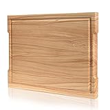 Blattbaum Premium Holzbrett XL 40 x 50 cm, Griffleiste, rutschfest, Saftrille, Deutsche Markenqualität, Schneidebrett Holz, Küchenbrett, Holzschneidebrett, Backbrett, messerschonend, Handarb