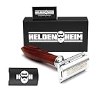 Heldenheim® H1 Rasierhobel Herren aus Holz mit 5 Wechselklingen, geschlossener Kamm | Nassrasierer Herren mit Klingen | Rasierhobel S