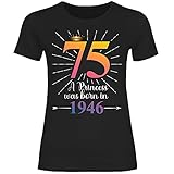 wowshirt Damen T-Shirt A Princess was Born in Geschenk zum 50. 60. Geburtstag 20-90 Jahre, Größe:M, Farbe:75 Black