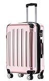 BEIBYE Zwillingsrollen 2048 Hartschale Trolley Koffer Reisekoffer in M-L-XL-Set in 15 Farben (Rosagold, M)