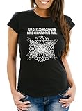 MoonWorks® Damen T-Shirt Spruch Um Stress abzubauen Male ich Mandalas aus Ironie Sarkasmus Frauen Fun-Shirt lustig schwarz 3XL