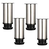 DFLY Edelstahl Möbelbeine Mit Rutschfester Matte, 4Er Set Hochleistungs Verstellbare Ersatzfüße Für Sofa Tischschränke Regale, Verschiedene Höhen,80