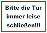 HB-Druck Schild Bitte die Tür Immer leise schwarz-Weiss-rot A1 Rückseite selbstkleb