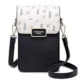 Fanshu Handy Tasche zum umhängen Damen klein umhängetasche für Handy Damen Leder Crossbody Handytasche mit Kartenfächer handyfach(Schwarz)