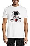 Nuclear Gas Mask Red Eyed Skull Graphic Herren T-Shirt mit Rundhalsausschnitt Weiss X-Larg