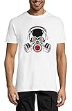 Nuclear Gas Mask Red Eyed Skull Graphic Herren T-Shirt mit Rundhalsausschnitt Weiss X-Larg