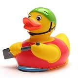 DUCKSHOP I Badeente Ruderboot I Quietscheente I L: 7,5 cm I inkl. Badeenten-Schlüsselanhänger im S