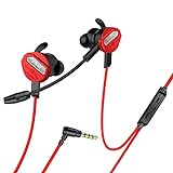 Auleset G15 3,5 mm Universal In-Ear Wired Stereo Gaming Kopfhörer Dual Mikrofon Headset kompatibel mit iPhone und Android, PC Gaming, MP3 - R