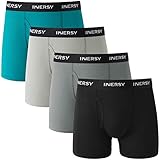INNERSY Herren Unterhosen mit Eingriff Männer Boxershorts Atmungsaktive Hipster Trunks 4er Pack (XL, Schwarz / Blau / Dunkelgrau / Hellgrau)