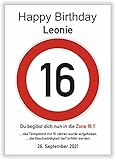 16 Jahre Happy Birthday Verkehrszeichen Karte - Geschenk zum 16. Geburtstag Geschenkidee Junge Geburtstagsgeschenk Mädchen fünfzehn Party Deko Bild Geburtstagsk