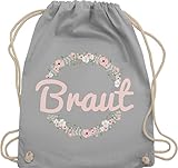 Shirtracer JGA Junggesellenabschied Frauen - Braut Blumenkranz rosa - Unisize - Hellgrau - jga turnbeutel - WM110 - Turnbeutel und Stoffbeutel aus Baumw