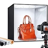 RALENO Fotostudio Set 50 x 50 x 50 cm professionelle superhelle Fotobox mit 50W 5500K einstellbarem Licht inkl.4 PVC-Hintergrund (pures schwarz/grau/orange/weiß)