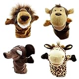 Sanfiyya Tier-handpuppen Mit Beweglichem Mund Für Zoo/Dschungel/Safari 4 Stück
