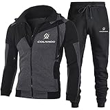 Woakzhe Co-ln.ago - Herren Doppelreißverschluss Baumwolle Strickjacke Hoodies und Sporthose Sportbekleidung Mit Kapuze Jacken (Grey1,S)