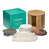 Enchantée Nachhaltiges Premium Beauty Set: 21 x waschbare Abschminkpads + 1 x Samt Pad - inkl. Bambus Aufbewahrungs Box und Wäschenetz / wiederverwendbar / umweltfreundlich / Bambus und Baumw