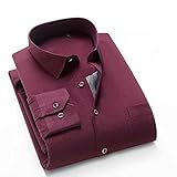 SKYROPNG Schweres Fleece-Hemd - Kaschmirfutter Dunkle Farbe Winter Langarmhemd, Mittleres Alter Lässiges, Verdicktes Oberteil Mit Taschen, Western Halten Warm Sherpa-Jacke,Braunrot,38