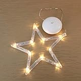 Uonlytech Weihnachtsstern-Fensterlichter, batteriebetrieben, warmweißes Acryl-Fensterlicht mit Saugnapf für Silvester, Hochzeit, Zuhause, Weihnachtsdek