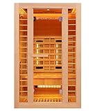 Home Deluxe – Infrarotkabine Redsun M Deluxe Plus – Duo Strahler: Vollspektrum- und Magnesiumstrahler, Holz: Hemlocktanne, Maße: 120 x 105 x 190 cm | Infrarotsauna für 2 Personen, Infrarot, Kab