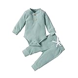 Säugling Neugeborenes Baby Mädchen Jungs Gerippt Solide Bodys + Elastic Hose Outfits einstellen A53