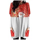 T Shirt Long Sleeve Women's Colour Block Crew Neck Casual Long Sleeve Tops Blouse Tops Tunic(Red, S)