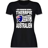 Länder Fahnen und Flaggen - Ich Brauche Keine Therapie Ich muss einfach nur nach Australien - weiß - XXL - Schwarz - Australien - L191 - Tailliertes Tshirt für Damen und Frauen T-S