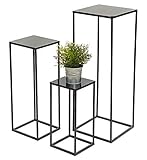 DanDiBo Blumenhocker Metall Schwarz Eckig 3er Set Blumenständer Beistelltisch 434 Blumensäule Modern Pflanzenständer Pflanzenhock