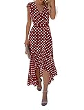 GRECERELLE Damen Sommer Blumendruck Kreuz V Ausschnitt Kleid Bohemian Flowy Lange Maxi Kleider - - XX-Larg