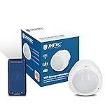 UNITEC 30796 WIFI Bewegungs-Melder Infrarot mit Alarm, sendet Benachrichtigung aufs Smartphone, WLAN fähig, Batteriebetrieben, Alexa/Hey Google kompatib