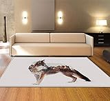 Jfojoo Teppich Wohnzimmer Moderne 3D Design weich flauschig antirutschunterlage waschbarer Outdoor Rugs Wolf fürs Kiche Schlafzimmer Esszimmer Kinderzimmer bettumrandung Teppiche-50X80