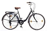 Amigo Style - Cityräder für Damen - Damenfahrrad 28 Zoll - Geeignet ab 180-185 cm - Shimano 6 Gang-Schaltung - Citybike mit Handbremse, Beleuchtung und fahrradständer - Schw