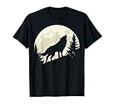 Heulender Wolf Vollmond Wald Nacht T-S