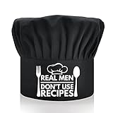 DYJYBMY Real Men Don't Use Recipes, verstellbare Kochmütze mit Gummiband für Erwachsene, schwarz, lustiger Grill, Geschenk für Männer, Vater, Ehemann, Grill, Geschenk für M