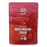 edubily® Whey Protein Isolat aus irischer Weidehaltung • Sehr gut lösliches Eiweißpulver ohne Kohlenhydrate & Zucker • Laktosefrei (Erdbeere)