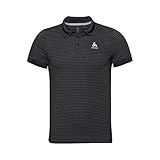 Odlo Herren Poloshirt Polo shirt s/s NIKKO DRY, black - odlo steel grey - stripes, L, 550062_70004_L